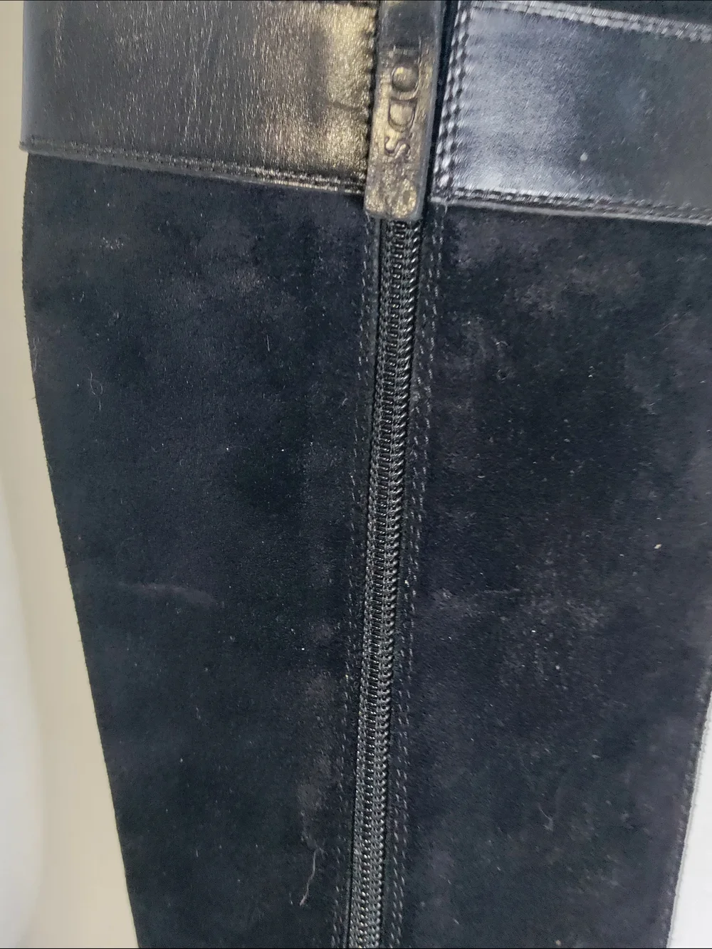 Tod's Black Suede Over-the-Knee Boots with Buckle Detail